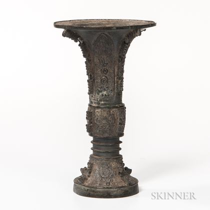 Bronze Archaic-style Gu Vase