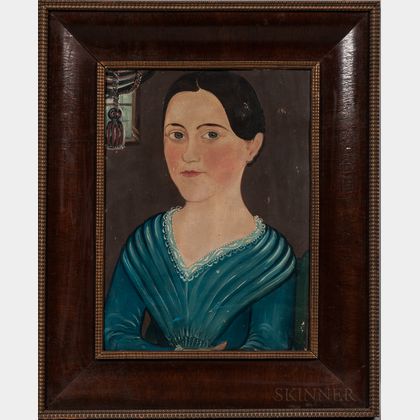 Attributed to George Hartwell (Massachusetts, 1815-1901) Portrait of "Susan" in a Blue Dress