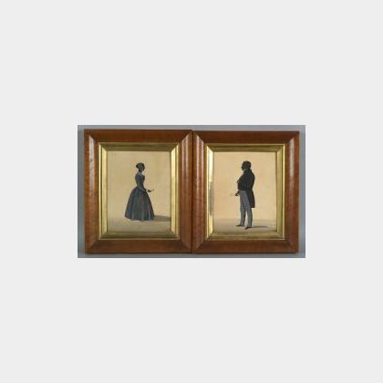 Pair of Silhouette Portraits of a Lady and a Gentleman