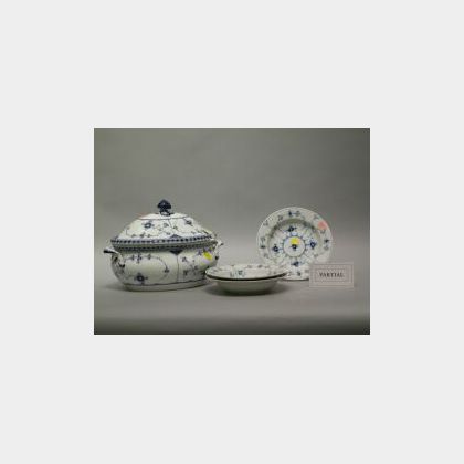 Sixteen Pieces of Royal Copenhagen Blue and White Porcelain Dinnerware