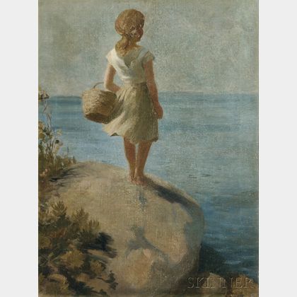 Adam Emory Albright (American, 1862-1957) Young Girl Gazing at the Sea