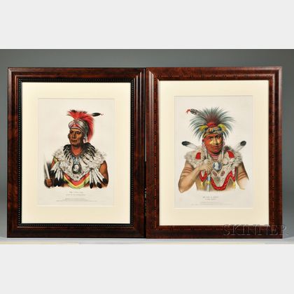 Two Large Framed Color Lithographs of Prairie Chiefs