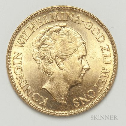 1933 Netherlands 10 Gulden Gold Coin