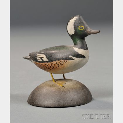 Miniature Carved and Painted Hooded Merganser Figure