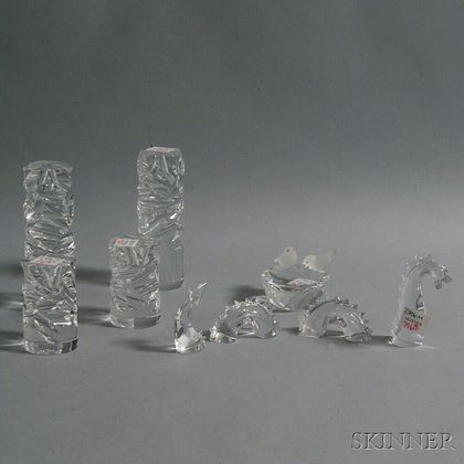 Nine Pieces of Baccarat, Hoya, and Swarovski Crystal