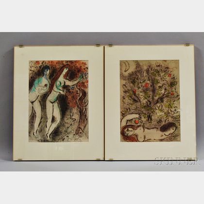 Marc Chagall (Russian/French, 1887-1985) Two Plates from Dessins pour la Bible