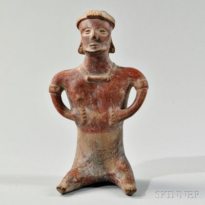 Colima Seated Female Pottery Figure
