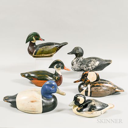 Six Contemporary Carved and Painted Decoys