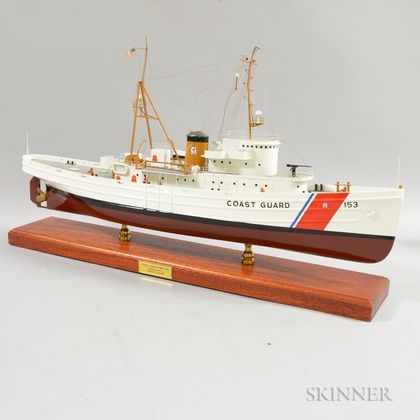 Painted Metal Coast Guard Ship Model of the USCGC Chilula 