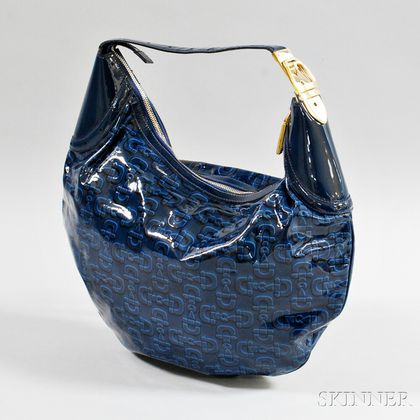 Gucci Blue Patent Leather Hobo Bag