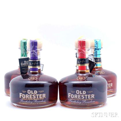 Old Forester Birthday Bourbon 12 Years Old Vertical, 4 750ml bottles 