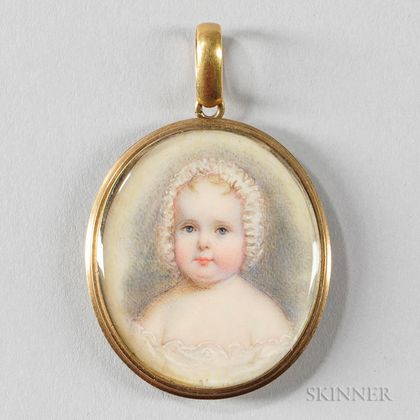 Attributed to John Carlin (New York, 1813-1891) Portrait Miniature of a Young Girl