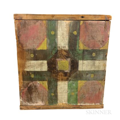 Primitive Painted Pine Parcheesi Game Board