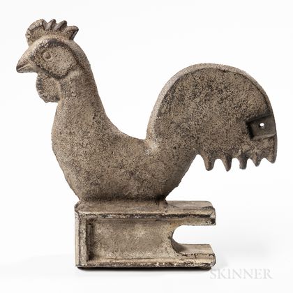 Silver-painted Cast Iron Rooster Windmill Weight