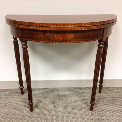 Federal-style Inlaid Mahogany Demilune Card Table