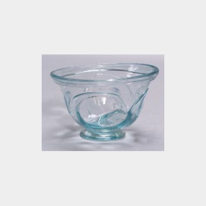 Pale Aqua Blown Glass Footed Bowl