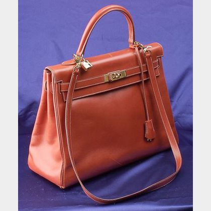 Box Leather "Kelly" Handbag, Hermes