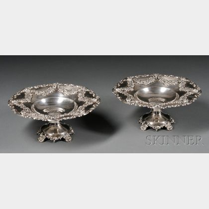 Pair of Theodore B. Starr Renaissance Revival Sterling Tazzas