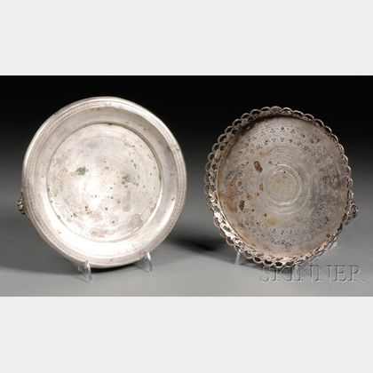 Two Silver Card Salvers