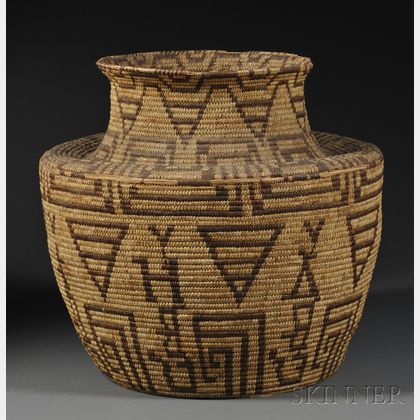 Large Pima Coiled Basketry Olla