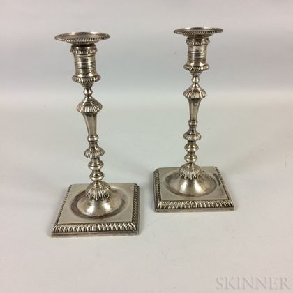 Pair of Currier & Roby for Shreve, Crump & Low Georgian-style Sterling Silver Candlesticks