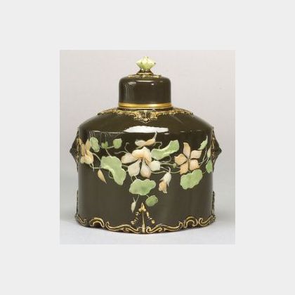 Locke and Co. Worcester Porcelain Pate-sur-Pate Tea Canister and Cover