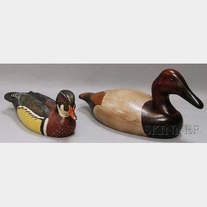 Two Carved and Painted Wooden Duck Decoys