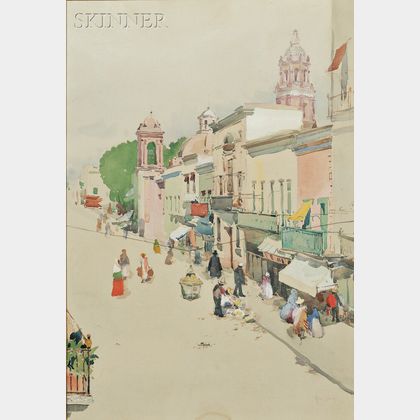 Ross Sterling Turner (American, 1847-1915) Mexican Street Scene