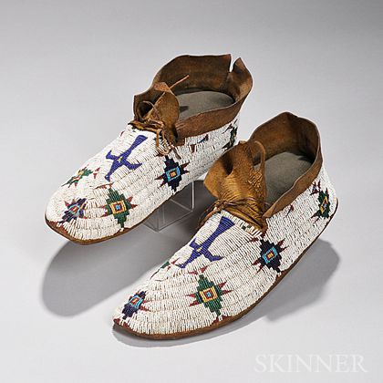 Arapaho Pictorial Beaded Hide Moccasins