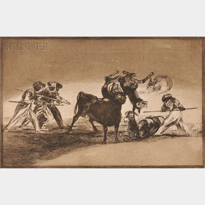 Francisco José de Goya y Lucientes (Spanish, 1746-1828) The Moors Use Donkeys as a Barrier Against the Bull