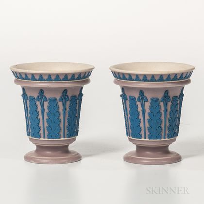 Pair of Wedgwood Stoneware Vases and Covers