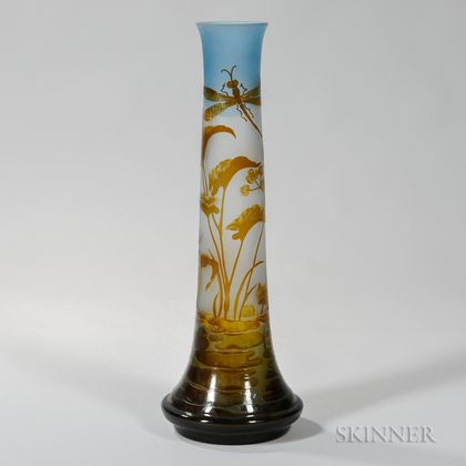 Large Art Glass Vase After Galle