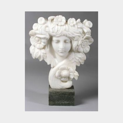 Alabaster Art Nouveau-style Bust of a Spring Beauty