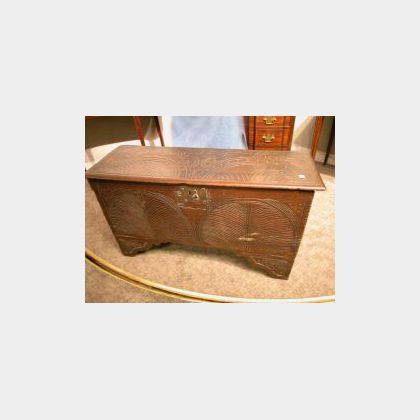 English Carved Oak Dower Chest. 