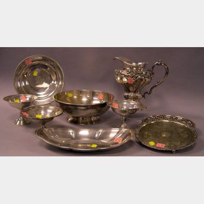 Six Sterling Silver and Three Silver Plated Hollowware Articles