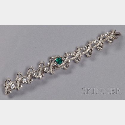 Platinum, Emerald and Diamond Bracelet