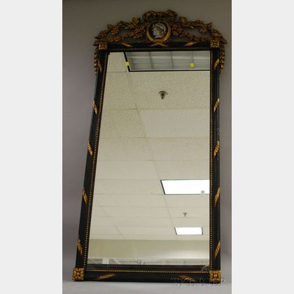 Neoclassical Parcel-gilt Ebonized Carved Wood Mirror
