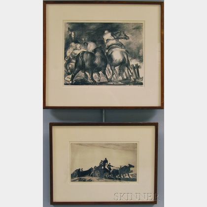 Two Framed Prints Acquired from Associated American Artists Gallery: Gifford Beal (American, 1879-1956),The New Wagon