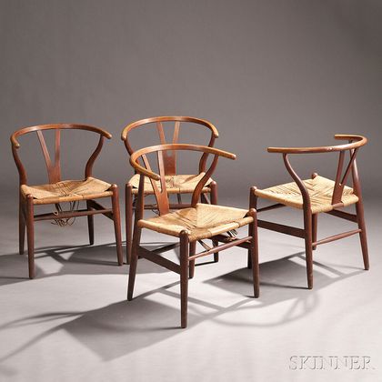 Four Hans Wegner (1914-2007) Wishbone Chairs 