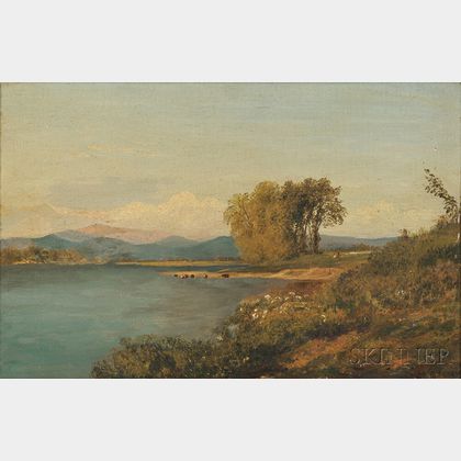 John Henry Hill (American, 1839-1922) Broad Landscape with River and Distant Mountains
