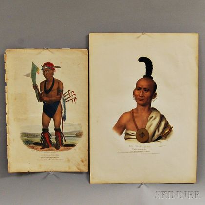 Two Unframed Colored Lithographs of American Indians