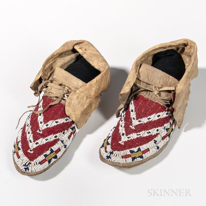 Western Sioux Beaded Hide Moccasins