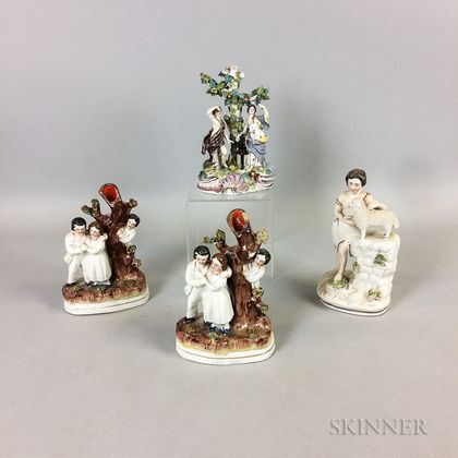 Four Staffordshire Ceramic Figural Groups