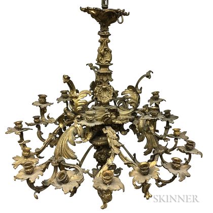 Rococo Revival Bronze Twenty-one-light Chandelier