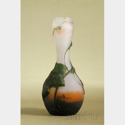 Daum Nancy Carved Cameo Glass Vase