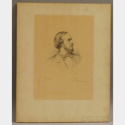 After Henri Lehmann (French, 1814-1882) Portrait of the Tenor Giovanni Matteo Mario.