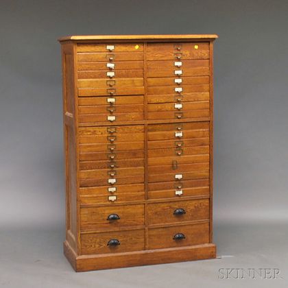 Oak Forty-drawer File Cabinet