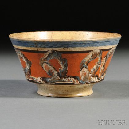 Mochaware Bowl with Earthworm Decoration
