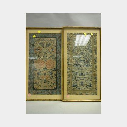Two Framed Chinese Embroidered Silk Panels. 