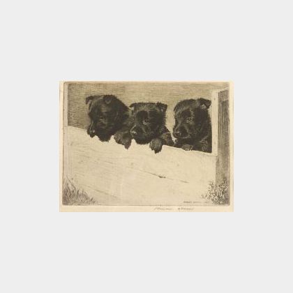 Morgan Dennis (American, 1892-1960) The Three Graces/A Portrait of Black Puppies